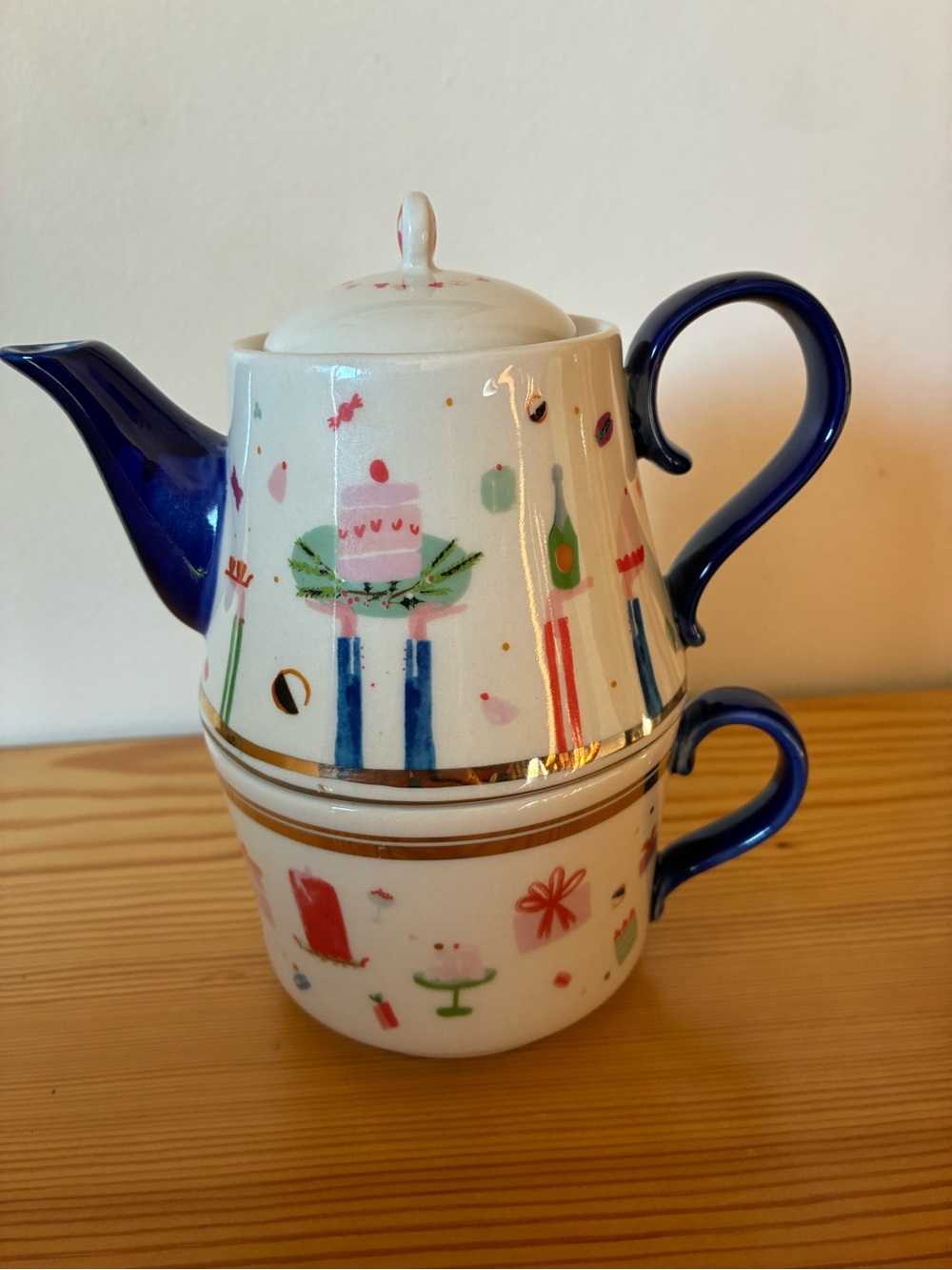 Anthropologie Mr. Boddington's Studio Good Cheer Stackable Tea for One Set 3pc